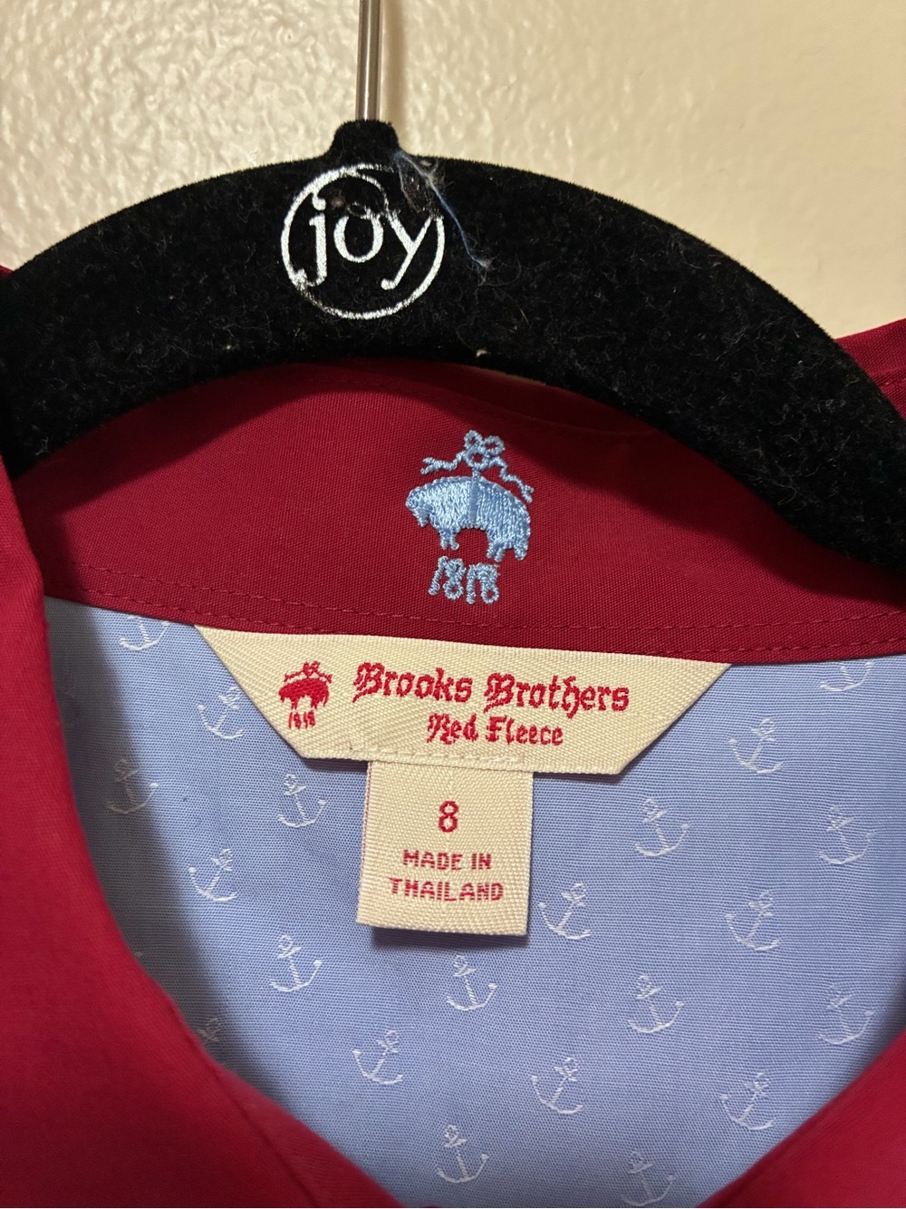 Brooks Brothers Light Blue Sleeveless Button-Down Top Red Collar anchor 8 - Picture 3 of 5